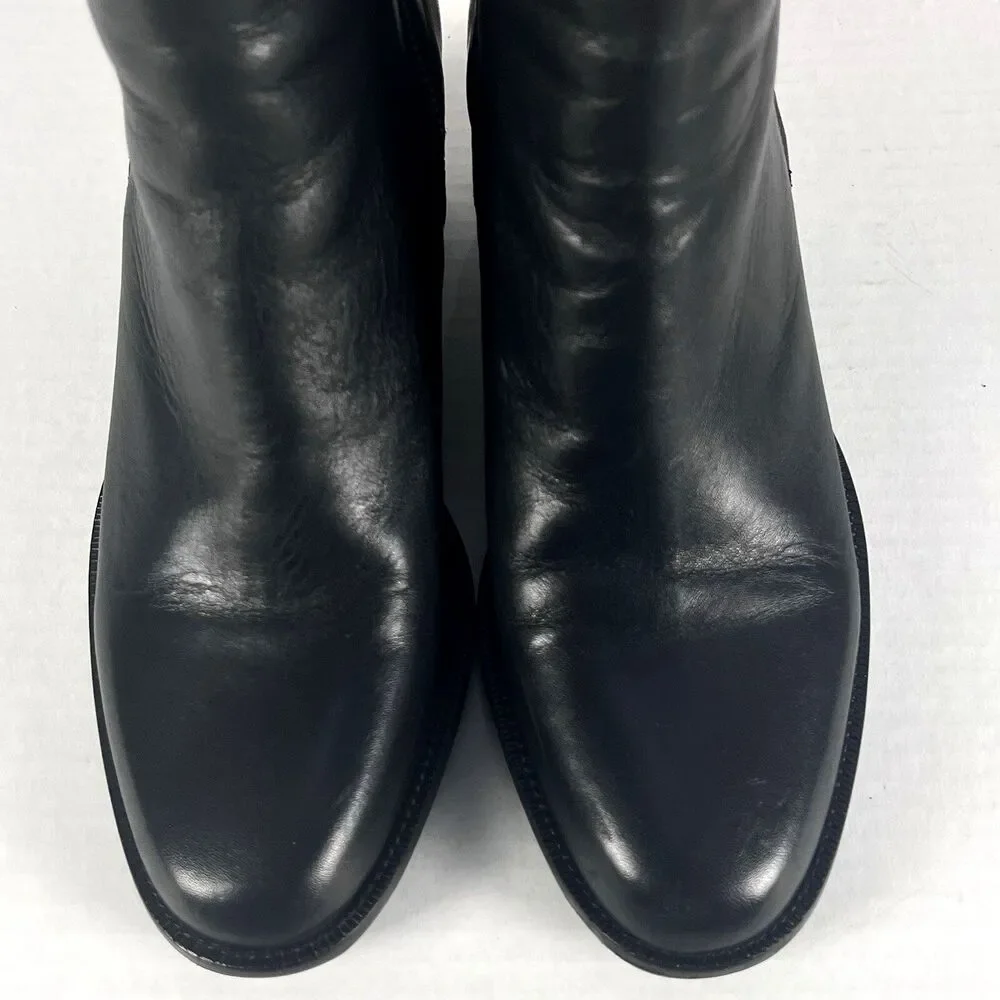 Boemos Boots Womens 36 US 6 Black Leather Double Zip Block Heel Ankle